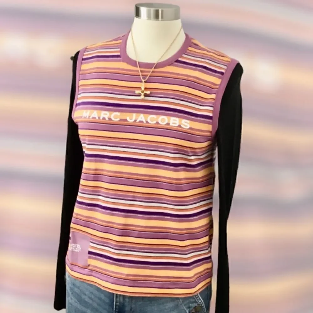 MARC JACOBS HORIZONTAL STRIPES LOGO TANK SIZE LARGE - Picture 7 of 8